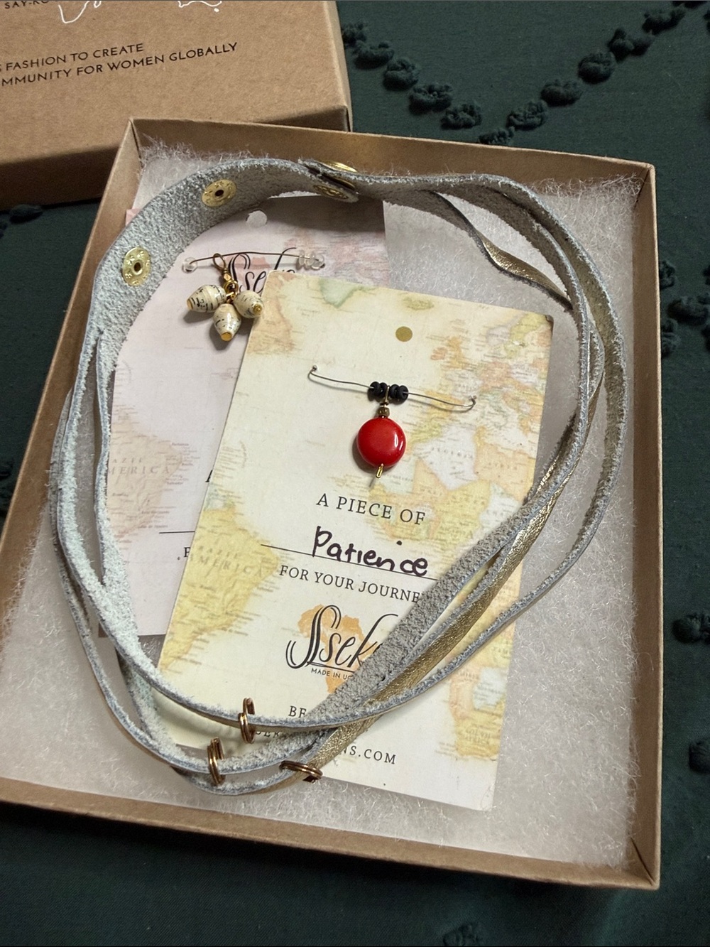 Gold Leather Wrap Necklace with Charms
